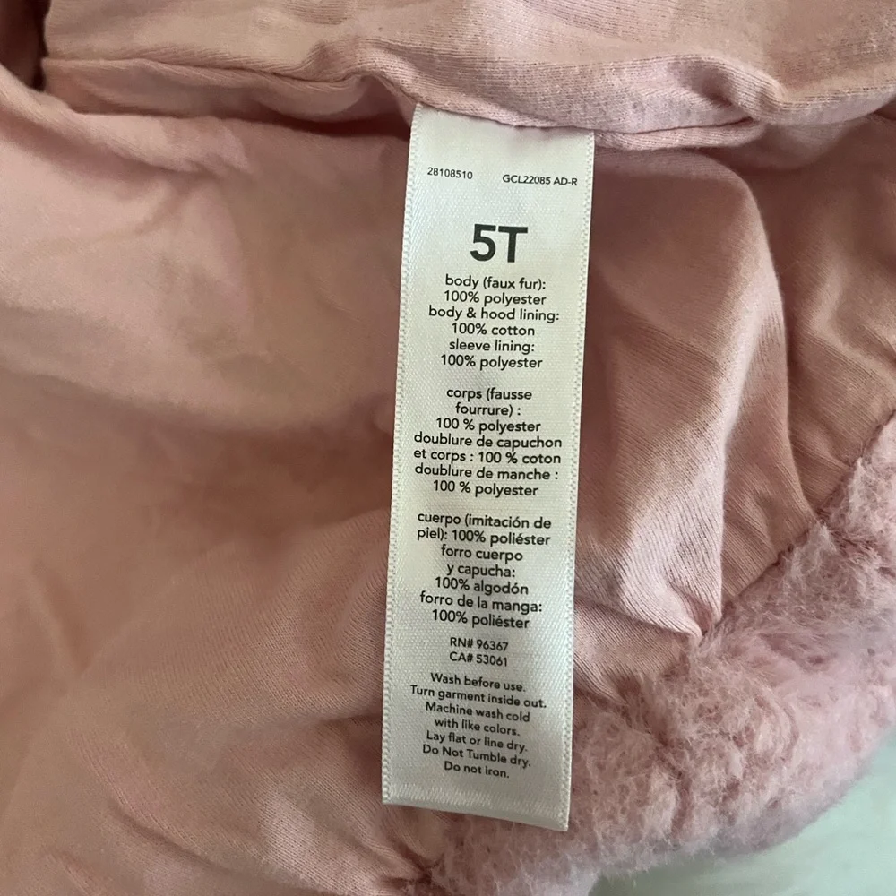 {OshKosh B'gosh} Faux Fur Hooded Jacket with Bubble Hem in PInk - Girls 5T